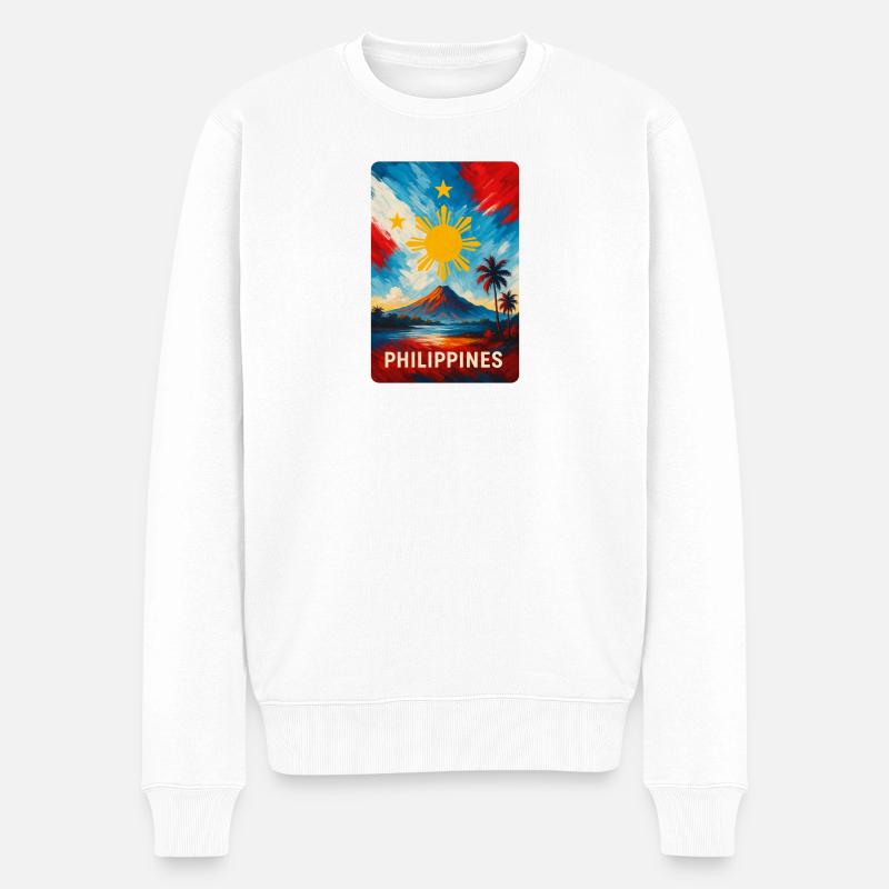 Philippinen Landschaft Flagge Design - Männer Premium Bio Pullover - Weiß