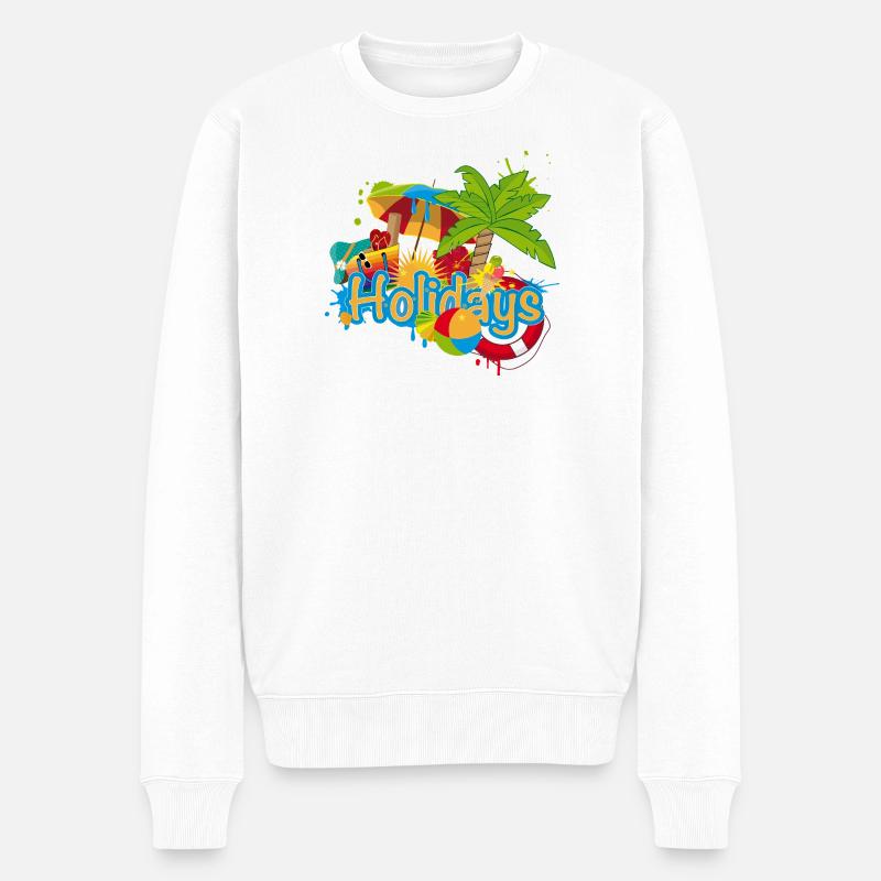 Buntes Sommer Graffiti Holidays - Männer Premium Bio Pullover - Weiß