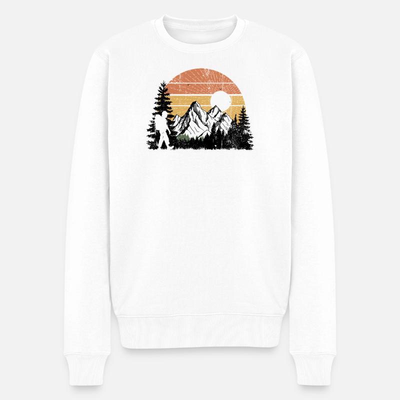 Sonnenuntergang Berg Silhouette Design - Männer Premium Bio Pullover - Weiß
