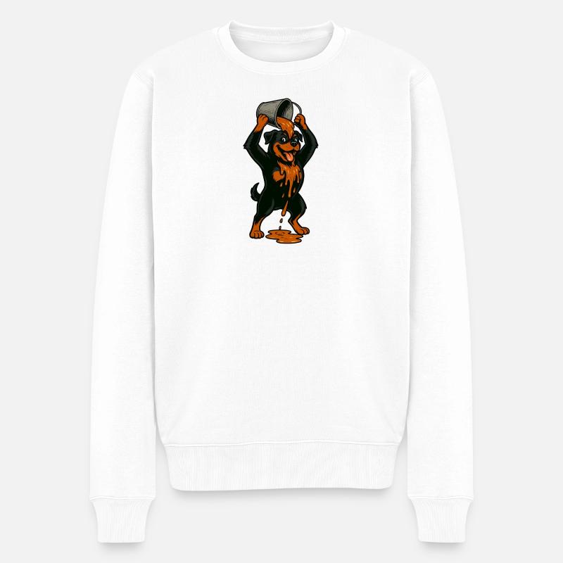 Rottweiler in Farbe - Männer Premium Bio Pullover - Weiß