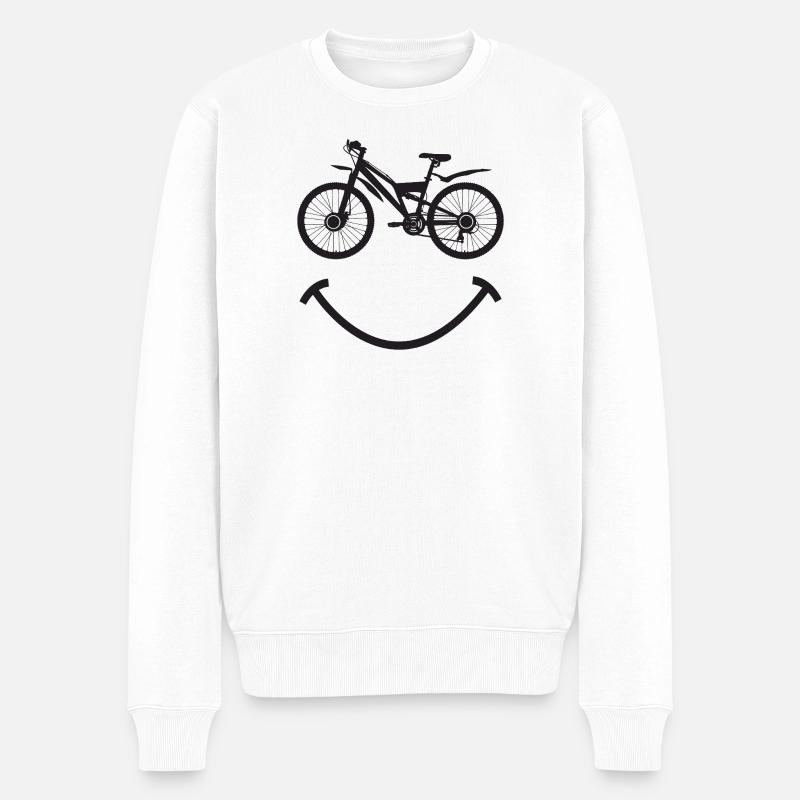 MTB Mountainbike - Männer Premium Bio Pullover - Weiß
