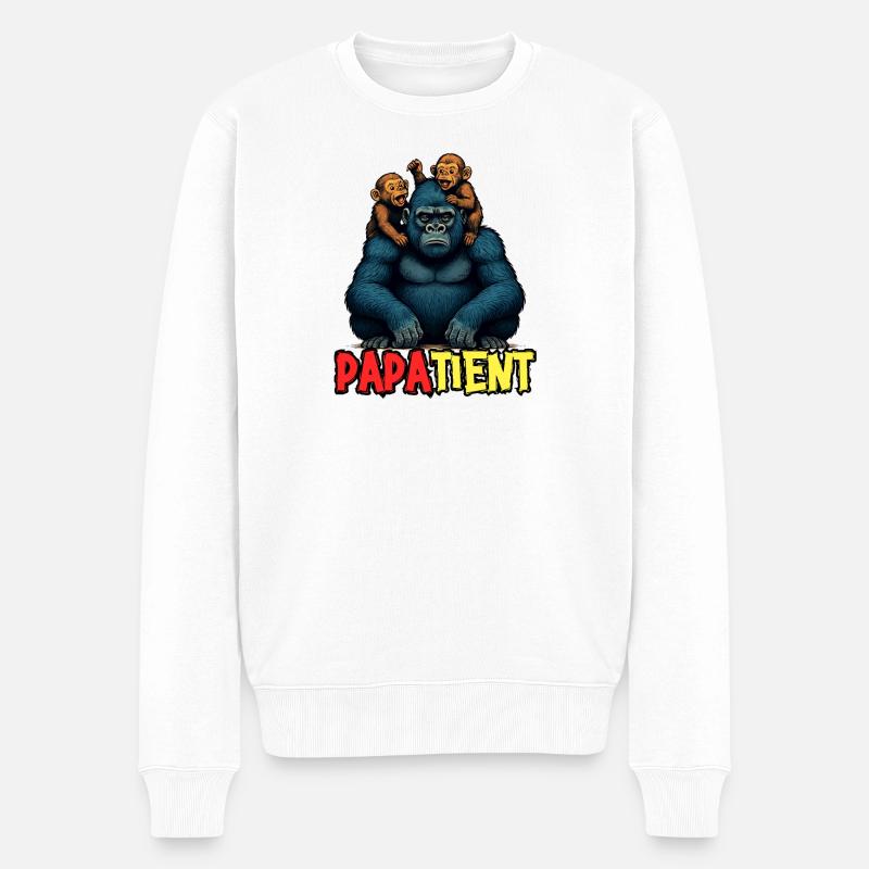 PAPATIENT - Humor Papa - Lustige Tiere - Männer Premium Bio Pullover - Weiß