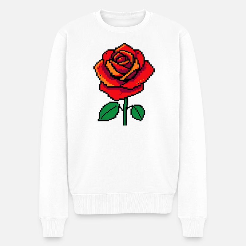 Rose Pixel - Pull Premium bio Homme - blanc