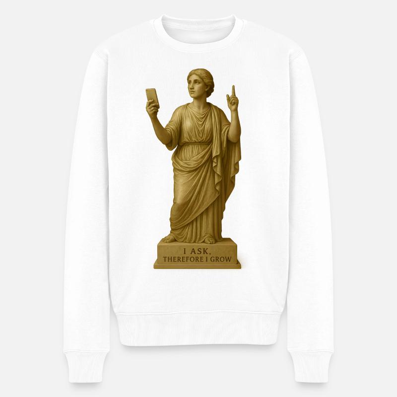 Antike Philosophenstatue mit Botschaft - Männer Premium Bio Pullover - Weiß