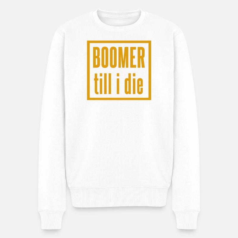 Vintage Boomer Slogan Design - Männer Premium Bio Pullover - Weiß