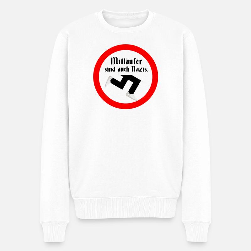 Gegen AFD Mitlaufer Zeichen setzen gegen rechts - Männer Premium Bio Pullover - Weiß