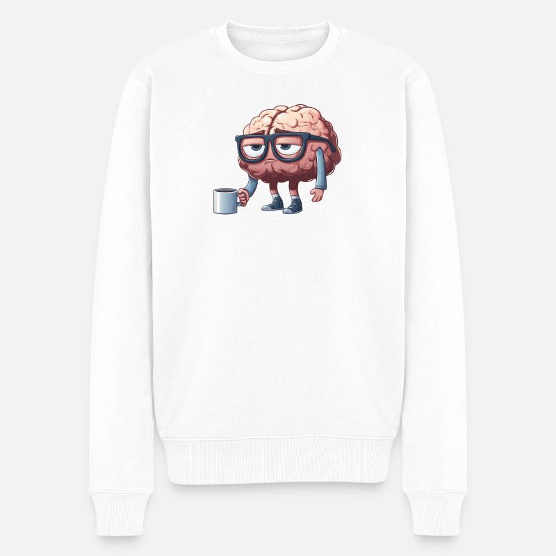 Breloque cérébrale décontractée avec café - Pull Premium bio Homme - blanc