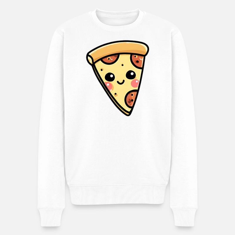 Illustration de tranche de pizza kawaii - Pull Premium bio Homme - blanc