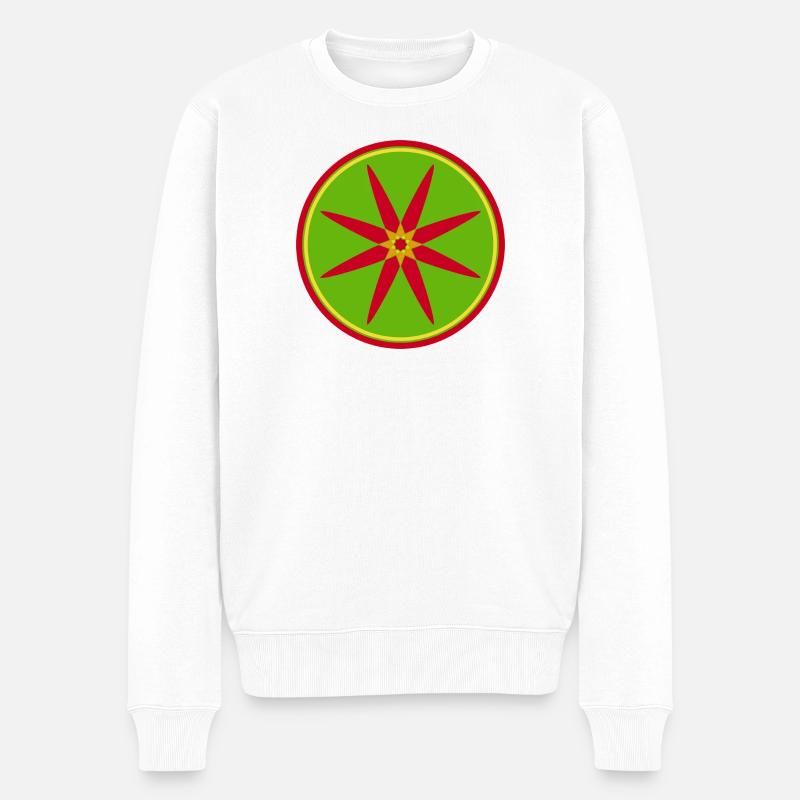Stylisches Mandala mit roten Blättern - Männer Premium Bio Pullover - Weiß