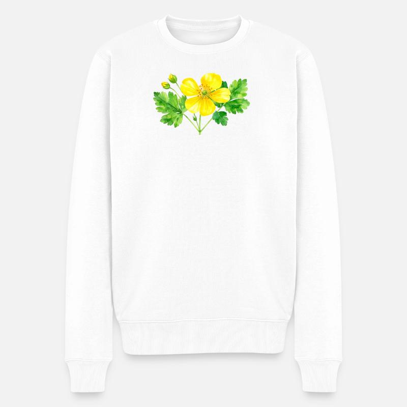 Chélidoine machaon - Illustration à l’aquarelle - Pull Premium bio Homme - blanc