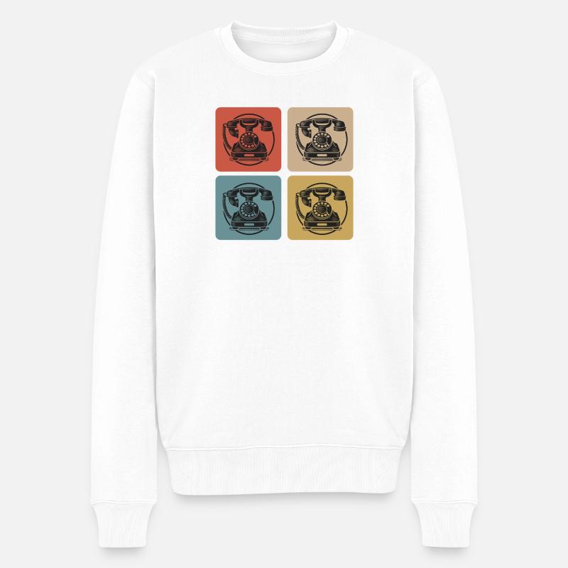Retro Wählscheiben Telefon - Männer Premium Bio Pullover - Weiß
