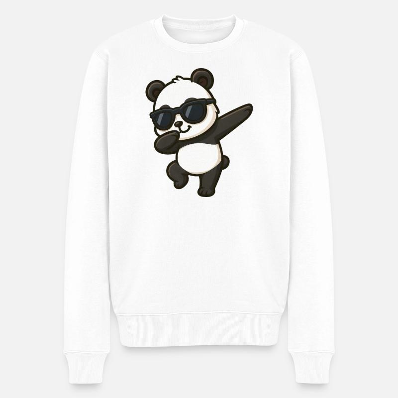 Cooler Panda Sonnenbrille Tanzen Dab Cartoon Kids - Männer Premium Bio Pullover - Weiß