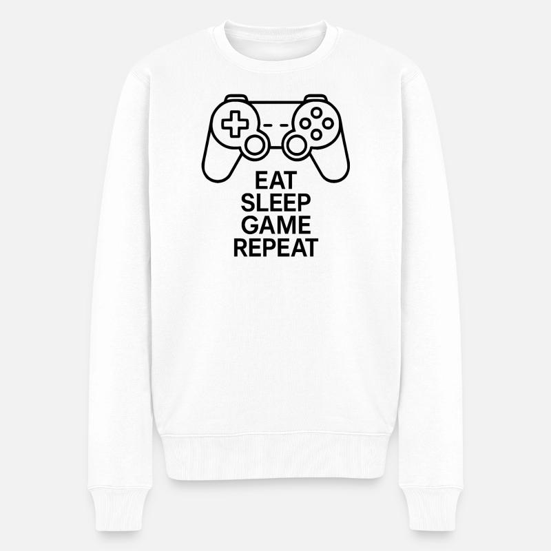 Kaffee ist mein Mana – Koffein Gamer T-Shirt - Männer Premium Bio Pullover - Weiß