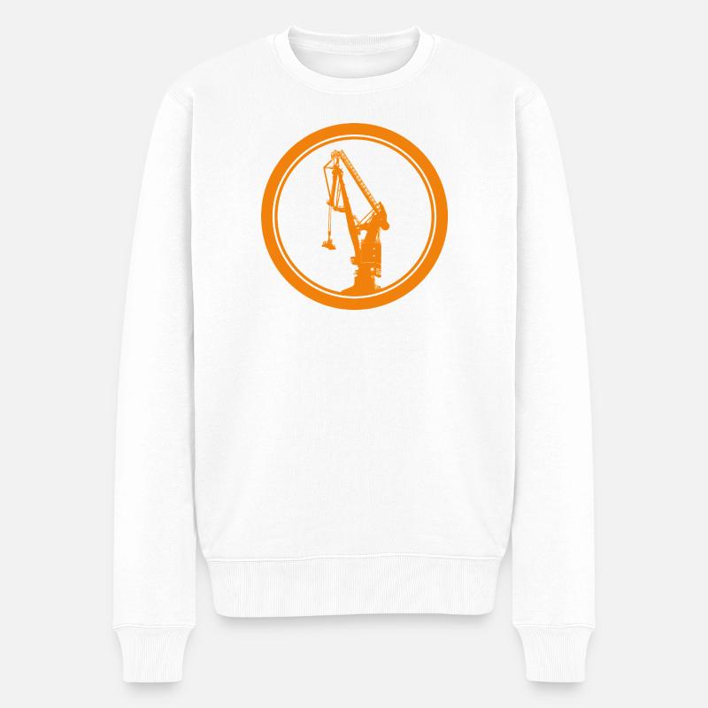 Hafenkran Silhouette 01 - Männer Premium Bio Pullover - Weiß