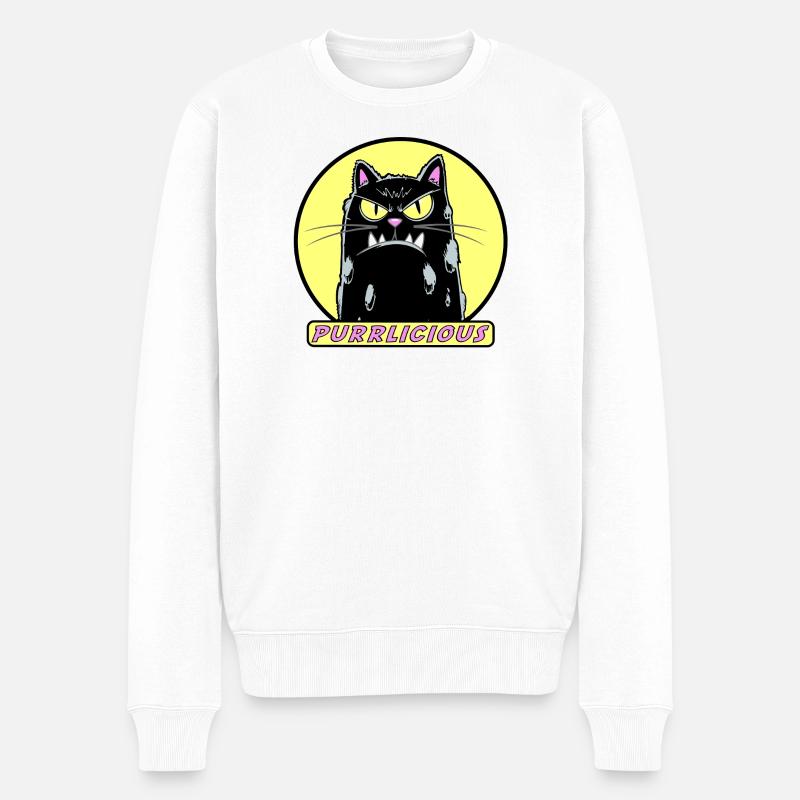 purrlicious - Männer Premium Bio Pullover - Weiß