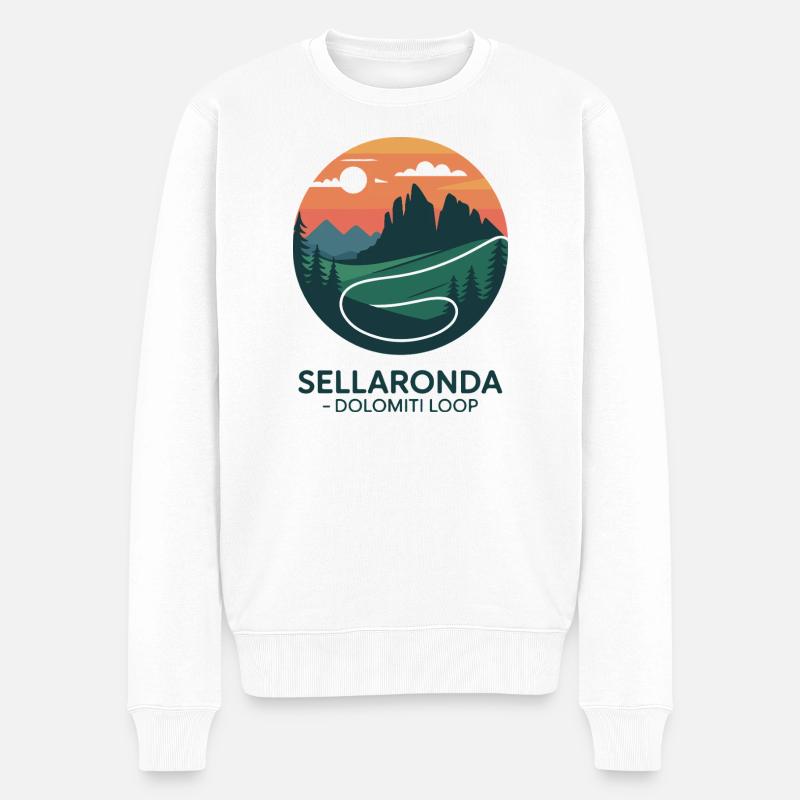 Sellaronda Dolomiti Boucle Cyclisme Art - Pull Premium bio Homme - blanc