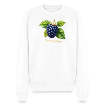 Brombeere – Botanisches Aquarell im Vintage-Stil - Männer Premium Bio Pullover - Weiß - Vorne - Thijin (182cm)
