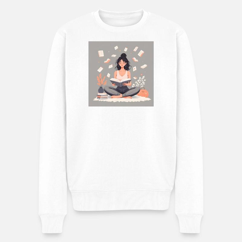 Bookaholic - Männer Premium Bio Pullover - Weiß