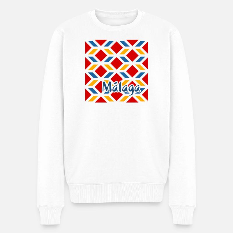 Málaga Straßenmauer 2 - Männer Premium Bio Pullover - Weiß