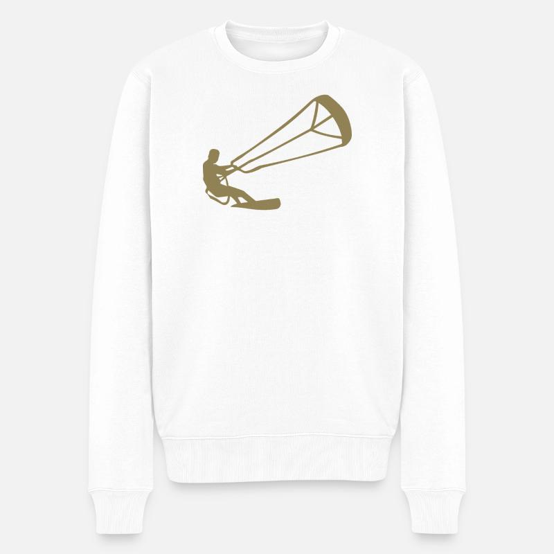 Kitesurfer Silhouette Kiteboarding Adrenalin Sport - Männer Premium Bio Pullover - Weiß