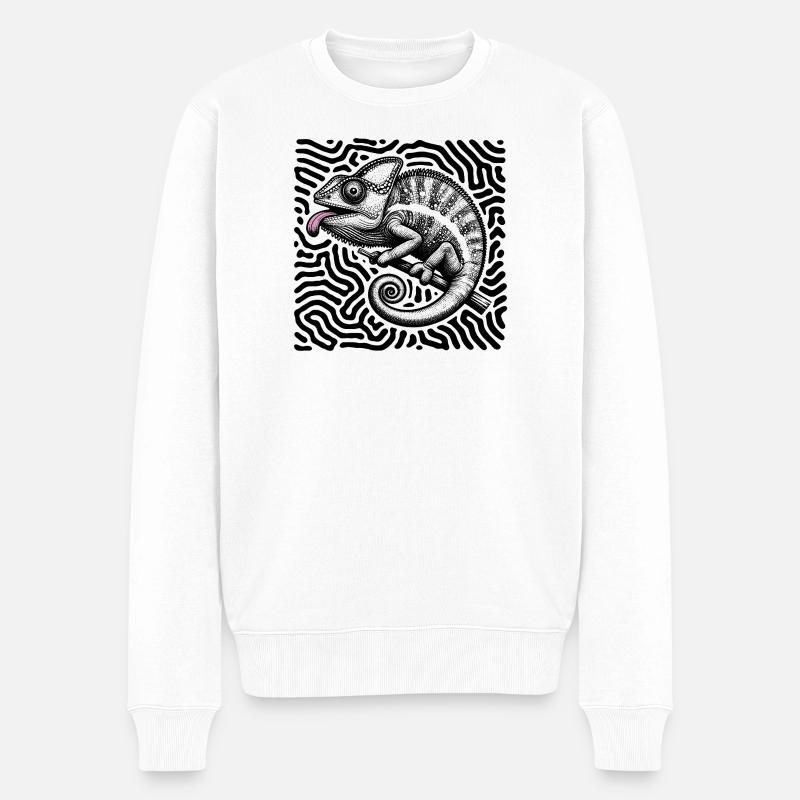 Caméléon art tribal pastel - Pull Premium bio Homme - blanc