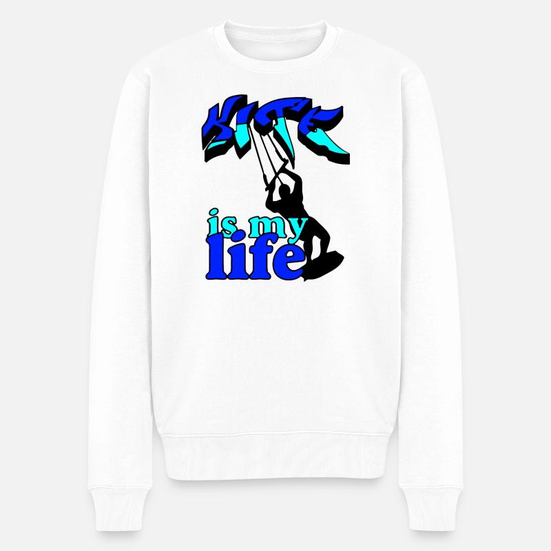 King is my life Graffiti - Männer Premium Bio Pullover - Weiß