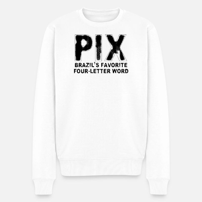 PIX - Wort mit vier Buchstaben - Männer Premium Bio Pullover - Weiß