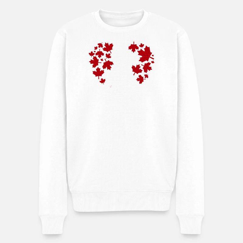 Ahornblatt Herzmuster - Männer Premium Bio Pullover - Weiß