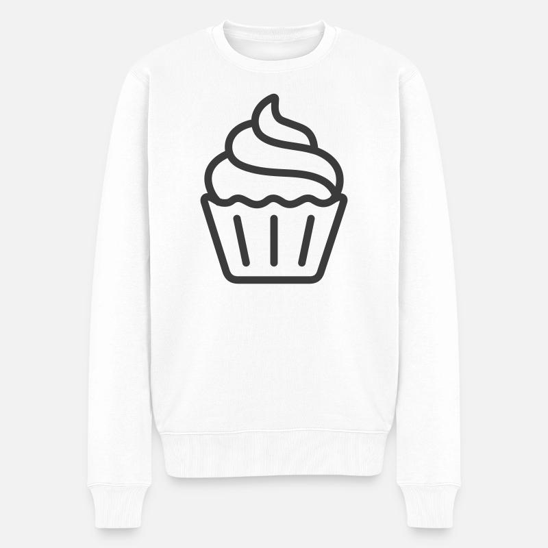 Cupcake-Logo-Icon-Design - Männer Premium Bio Pullover - Weiß
