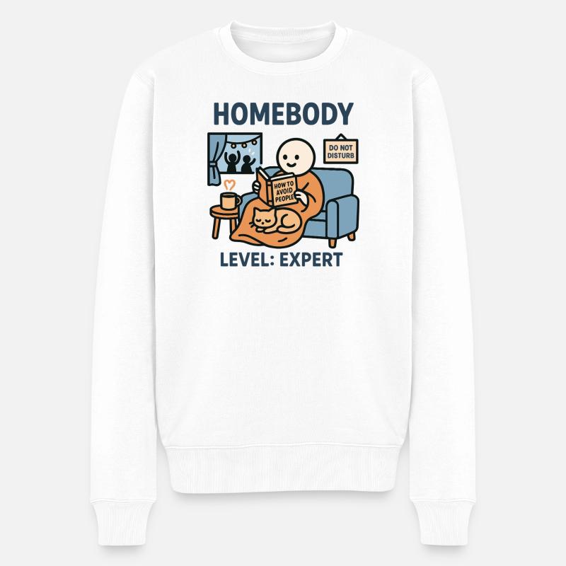 Homebody Level: Expert - Männer Premium Bio Pullover - Weiß