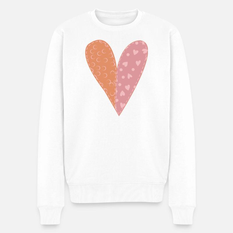 Coeur Patchwork No7 - Pull Premium bio Homme - blanc