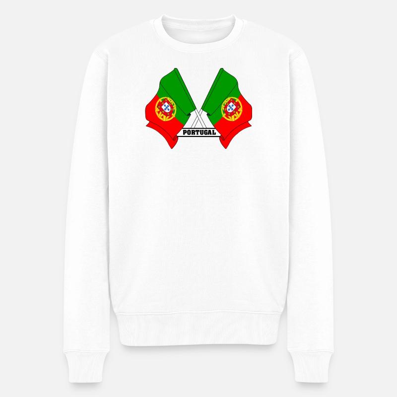 Drapeaux portugais croisés avec texte - Pull Premium bio Homme - blanc