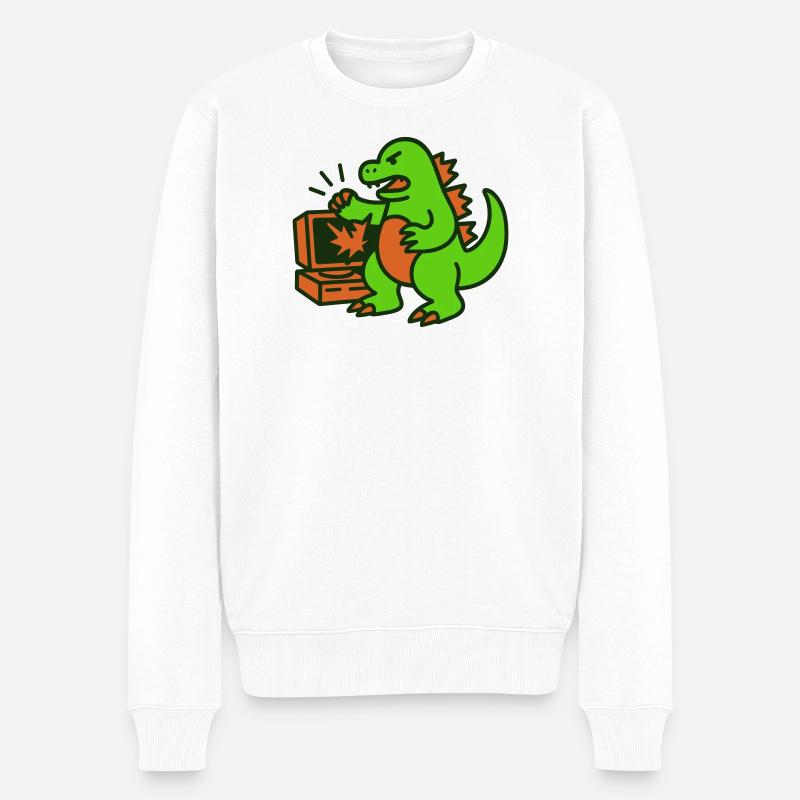 Dragon vs Computer - Männer Premium Bio Pullover - Weiß