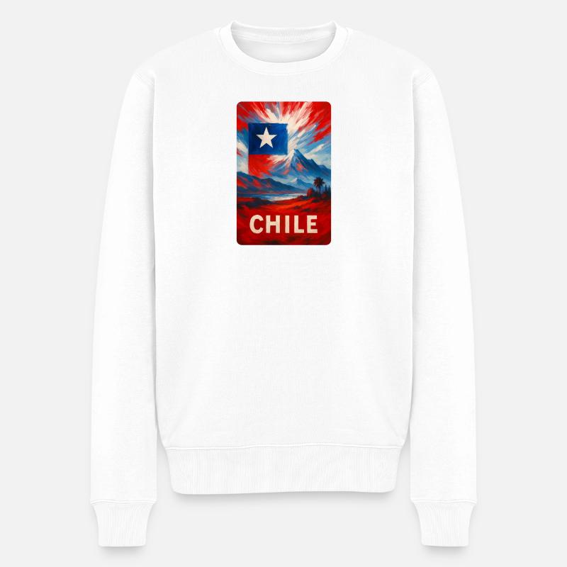 Chili – Drapeau peint et nature - Pull Premium bio Homme - blanc