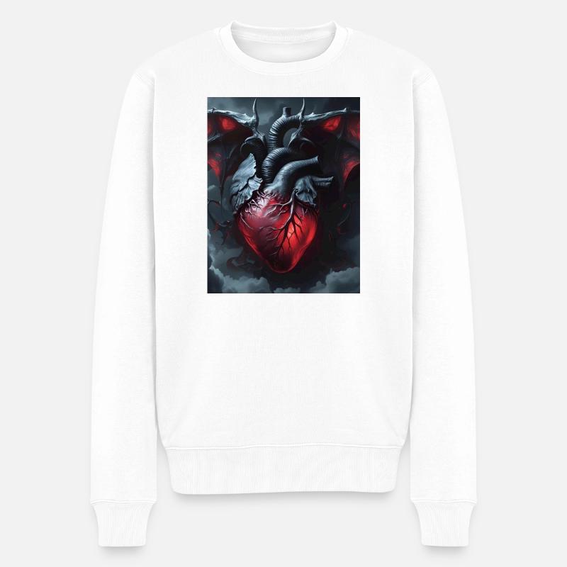 BlackHeart - Männer Premium Bio Pullover - Weiß