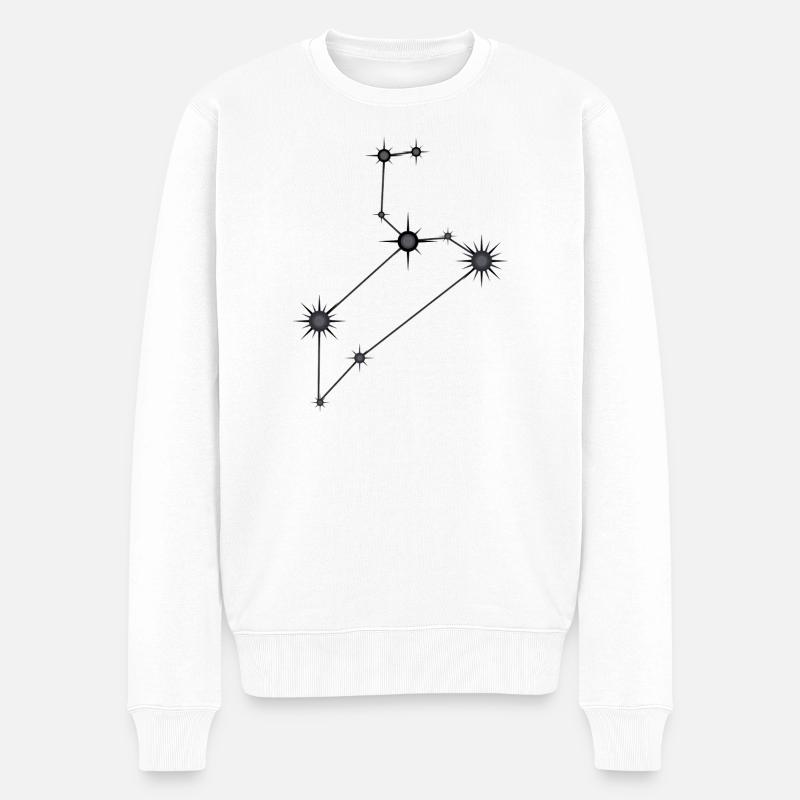 Löwe Sternbild Sternzeichen Schwarz & Grau - Männer Premium Bio Pullover - Weiß