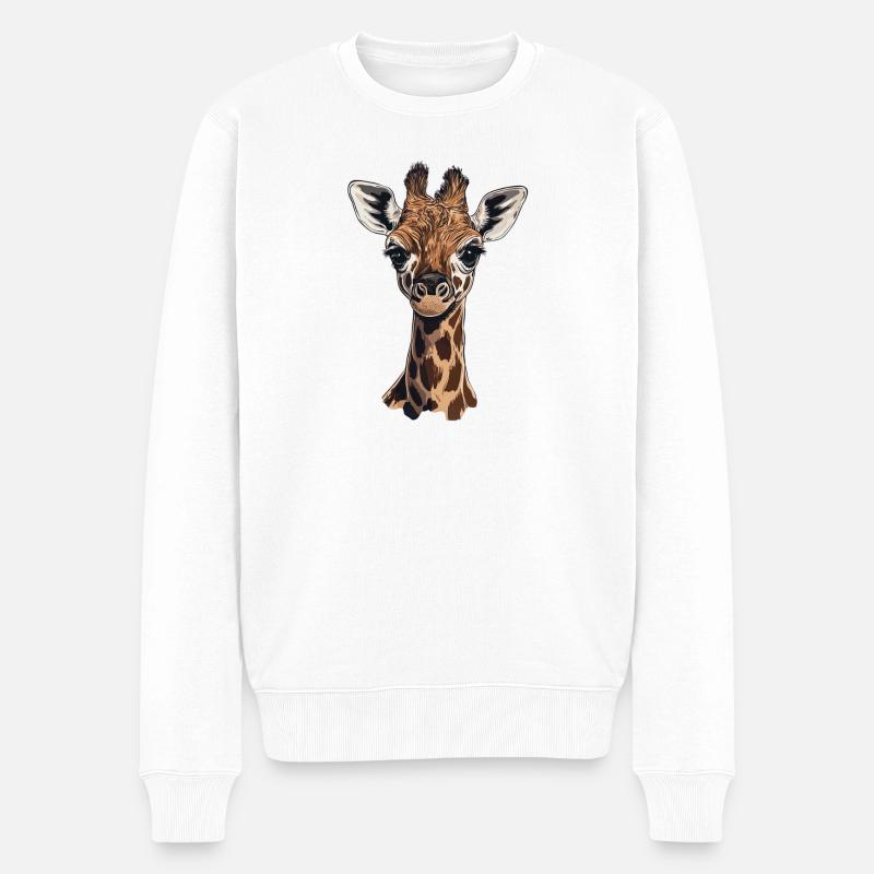 Giraffe - Männer Premium Bio Pullover - Weiß