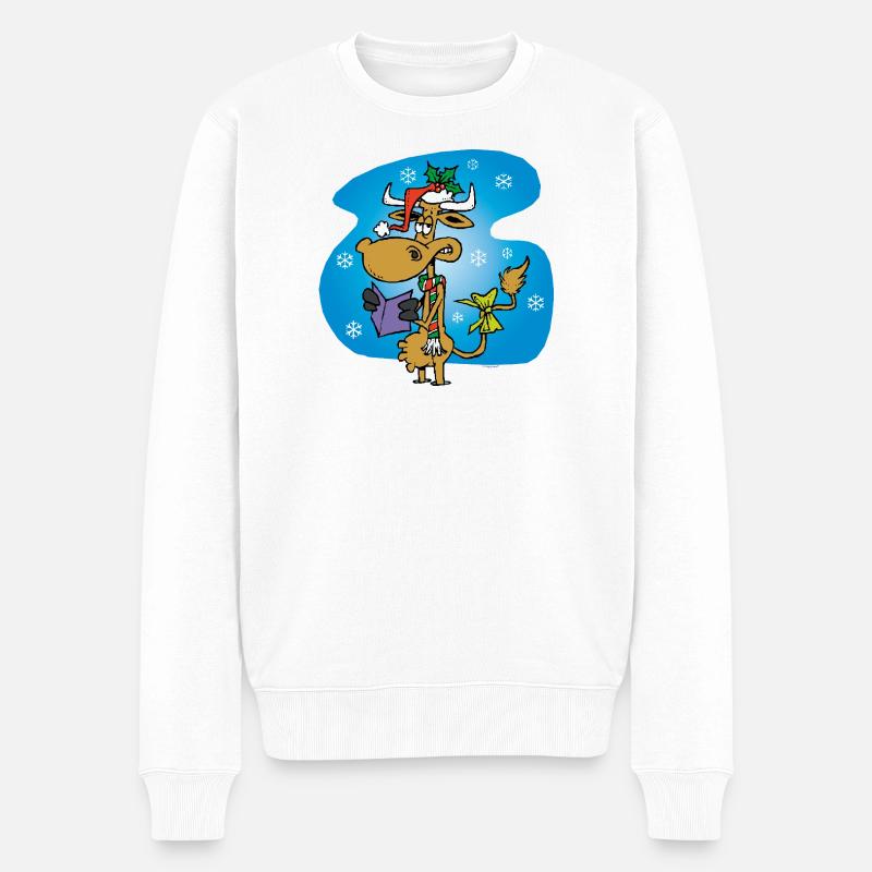 Vache Père Noël *drôle* - Pull Premium bio Homme - blanc