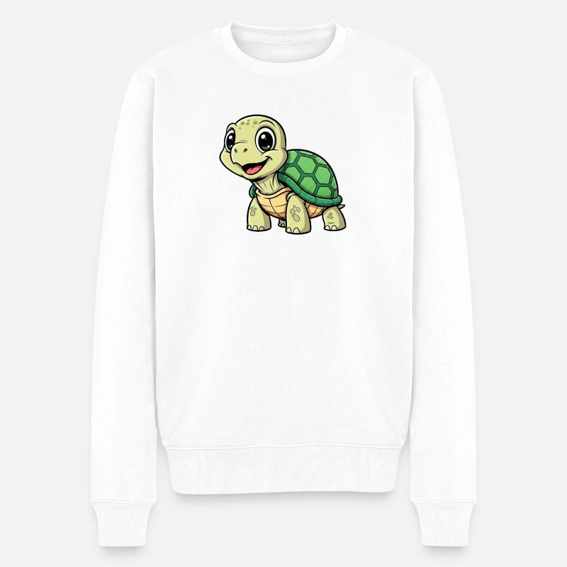 Niedliche Schildkrötenanimation - Männer Premium Bio Pullover - Weiß