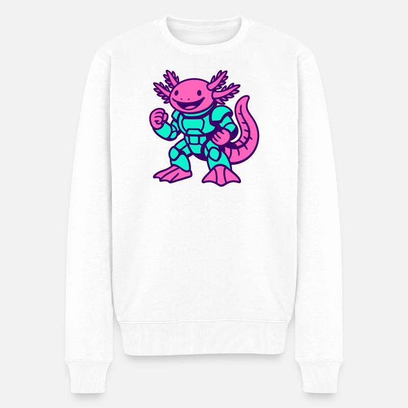 Axolotl Hero - Männer Premium Bio Pullover - Weiß