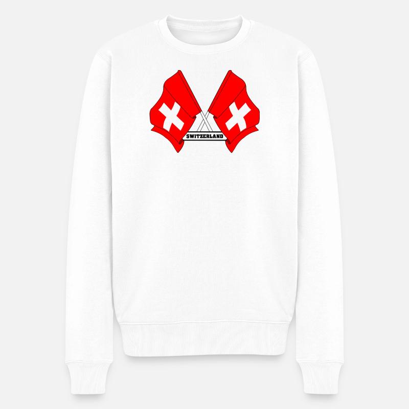 Flaggen der Schweiz - Männer Premium Bio Pullover - Weiß