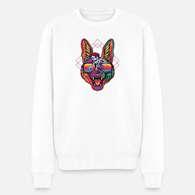 Chat néon pharaonique - Pull Premium bio Homme - blanc