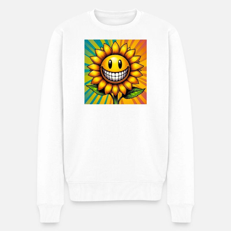 Sonnenblume - Männer Premium Bio Pullover - Weiß
