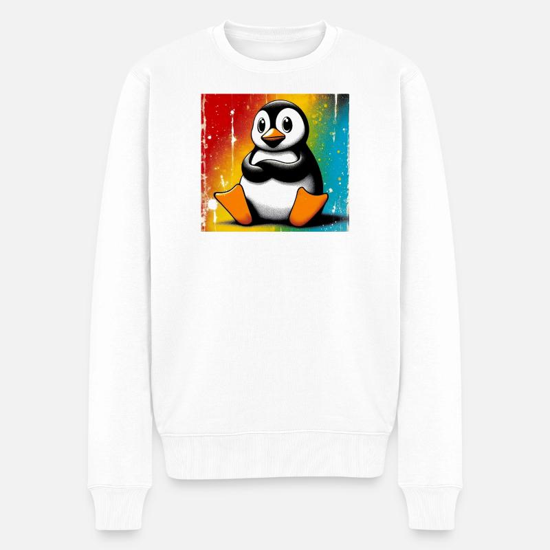 Pinguin - Männer Premium Bio Pullover - Weiß