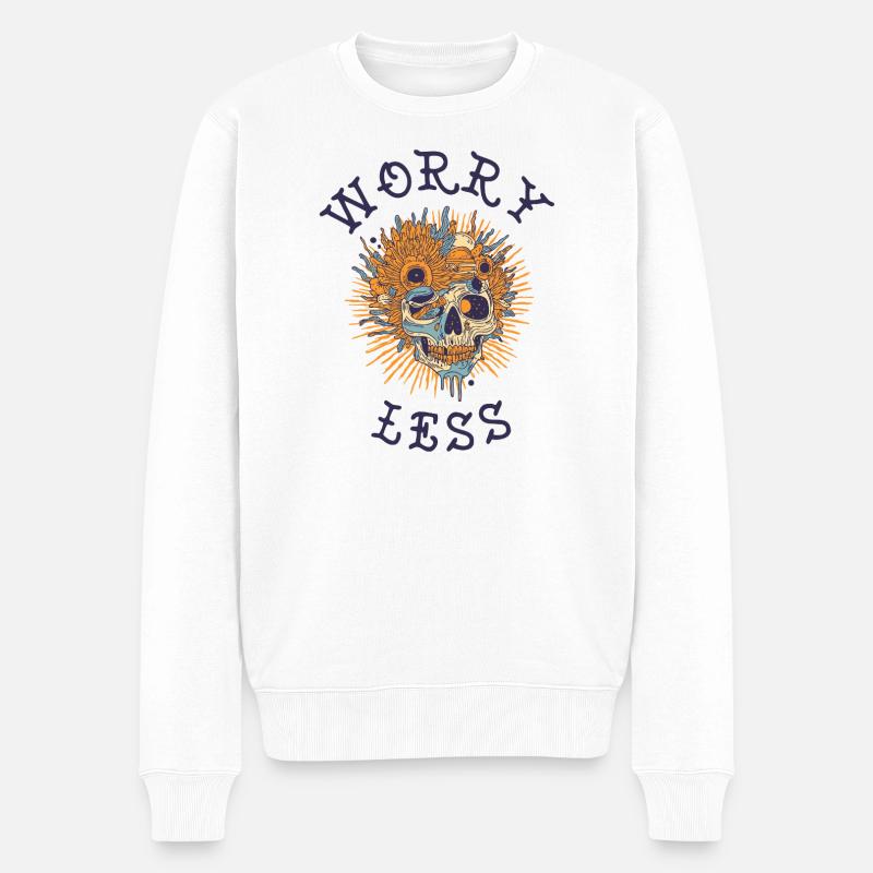 Memento Mori Crâne Sunburst Design - Pull Premium bio Homme - blanc