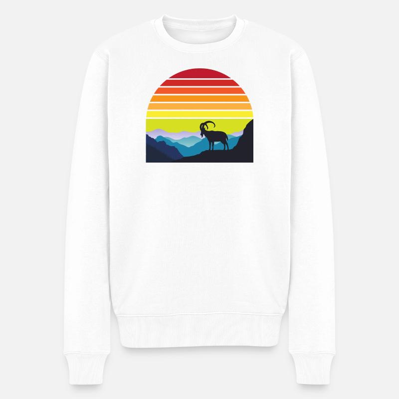 Silhouette Chèvre au Soleil Couchant - Pull Premium bio Homme - blanc