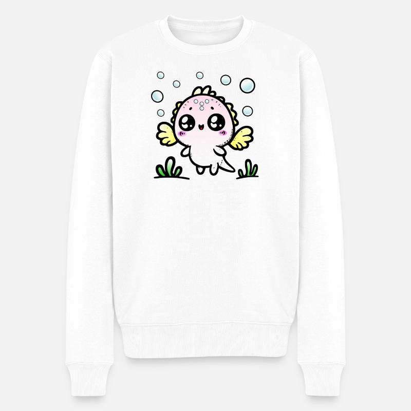 Axolotl - Männer Premium Bio Pullover - Weiß