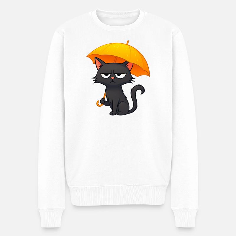 Humorvolle Grumpy Regentage Desaster mit Katze - Männer Premium Bio Pullover - Weiß