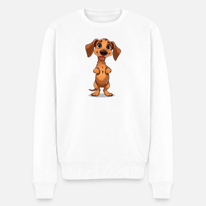 Dessin animé teckel drôle - Pull Premium bio Homme - blanc