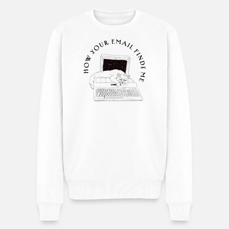 WIE DEINE E-MAIL MICH GEFUNDEN HAT - Männer Premium Bio Pullover - Weiß